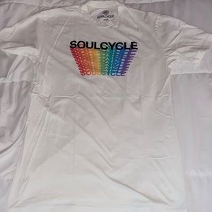 Soulcycle White Pride Rainbow Graphic Short Sleeve Tee Shirt Size Small S